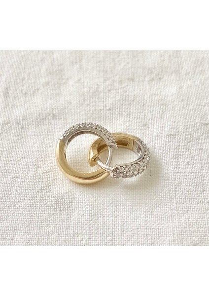 Sarı Ve Beyaz Renkli Halka Altın Küpe indirimleri