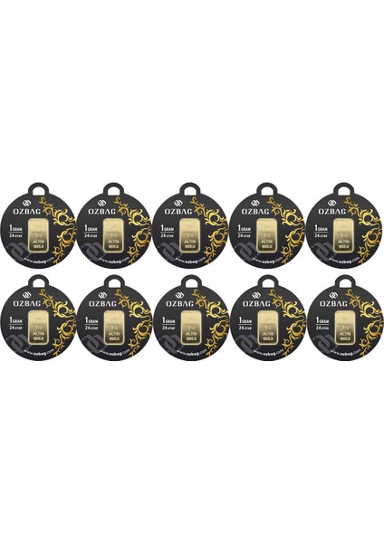 Agakulche Özbağ 1 gr 995 24 Ayar Külçe Altın 10 Adet