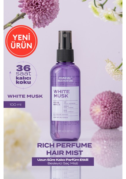 Parfüm Etkili, Besleyici Saç Misti Kundal Rich Perfume Hair Mist 100ML (White Musk)