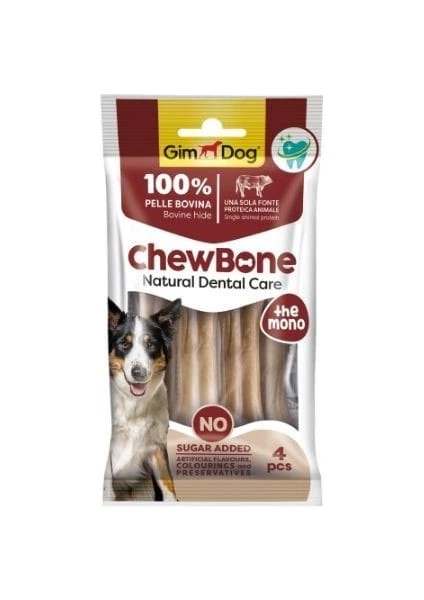 Gimdog Chew Bone Diş Sağlığı Destekleyici Naturel Press Köpek Çiğneme Kemiği 80 gr 8.9 cm 4 Adet