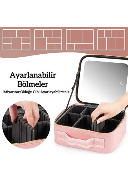 LED Işıklı Aynalı Makyaj Çantası Seyahat Makyaj Çantası fiyatları