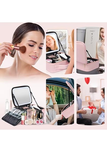 LED Işıklı Aynalı Makyaj Çantası Seyahat Makyaj Çantası modelleri
