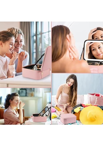 LED Işıklı Aynalı Makyaj Çantası Seyahat Makyaj Çantası fırsatları