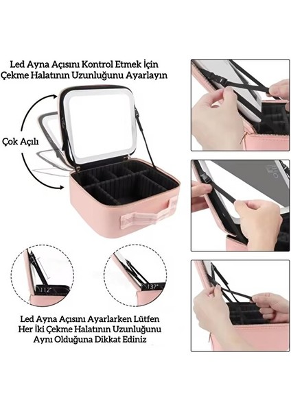 LED Işıklı Aynalı Makyaj Çantası Seyahat Makyaj Çantası indirimleri