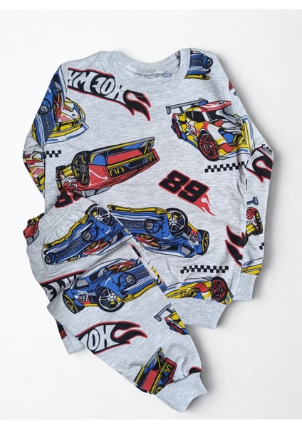 Erkekçocukaraba Desenli Uzunkollu Gri Pijamatakımı