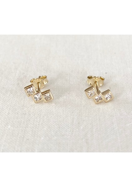 Sıralı Kare Altın Küpe indirimleri