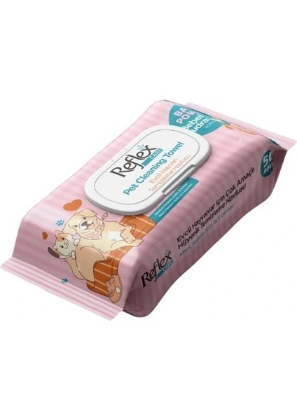 Reflex Care Kedi ve Köpekler Için Hijyenik Temizleme Havlusu 50 Adet