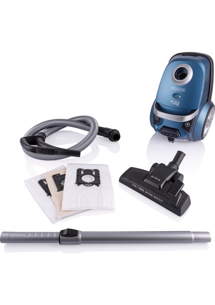 Vesta Plus ET14130 Yıkanabilir/kullan At 4,5lt Toz Torbalı Süpürge 750W Turbo Fırçalı-Hepa 13 Mavi + Toz Torbası Hediyeli