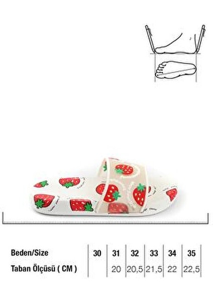 Kadın Plaj Terliği Kaymaz Taban ile Günlük Kullanıma Uygun Çilek Desenli indirimleri