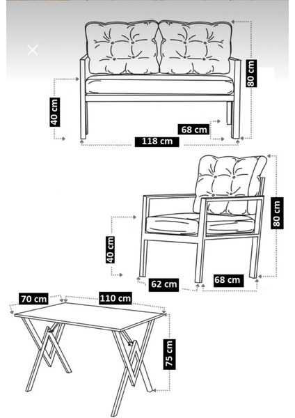 Serdem-(Ester)-2+1+1+Masa Bahçe Balkon Mobilyası Koltuk Antrasit fırsatları