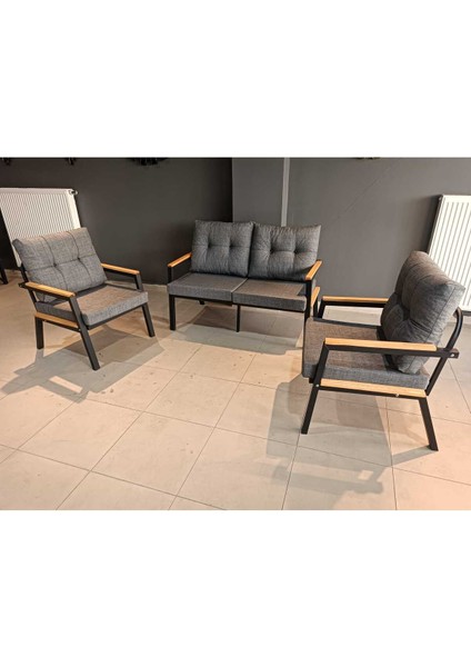 Serdem-(Ester)-2+1+1 Bahçe Balkon Mobilyası Koltuk Gri