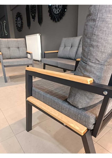 Serdem-(Ester)-2+1+1 Bahçe Balkon Mobilyası Koltuk Gri fiyatları