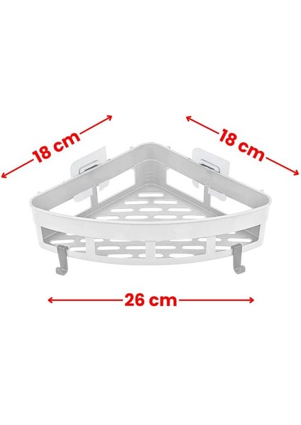 2 Adet Yapışkanlı Köşeli Raf, Vidalama Gerektirmeyen Banyo Duş Şampuan Mutfak Baharat Rafı Beyaz fiyatları