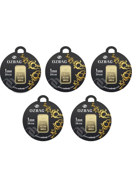 Agakulche Özbağ 1 gr 995 24 Ayar Külçe Altın 5 Adet