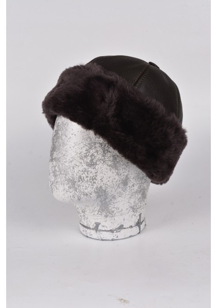 Hakiki Deri Kürklü Kalpak Bere Şapka Kışlık Unisex