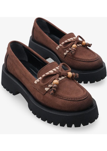 Kadın Loafer Kalın Taban Tokalı Günlük Ayakkabı Aslery Kahve Süet indirimleri