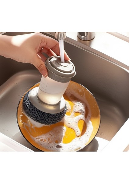 Deterjan Hazneli Telli Bulaşık Fırçası 2'li Telli Set Pratik Pompalı modelleri