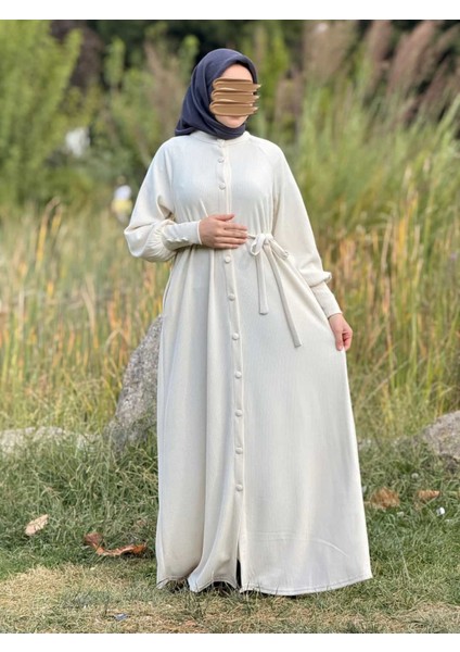 Ankanoor Reglan Kollu Kaplama Düğmeli Örme Ferace ANKA255107 fiyatları