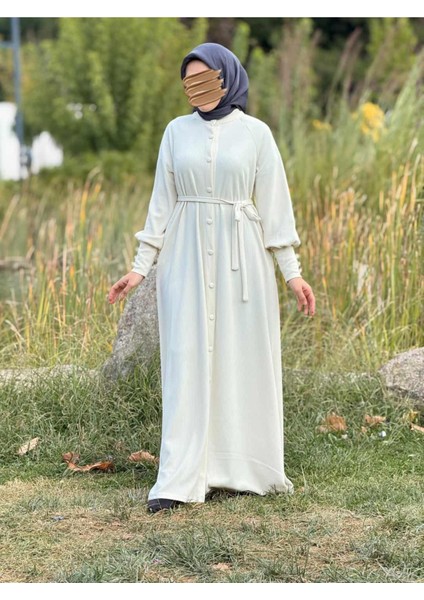 Ankanoor Reglan Kollu Kaplama Düğmeli Örme Ferace ANKA255107 modelleri