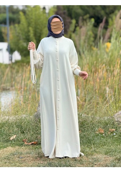 Ankanoor Reglan Kollu Kaplama Düğmeli Örme Ferace ANKA255107 fırsatları