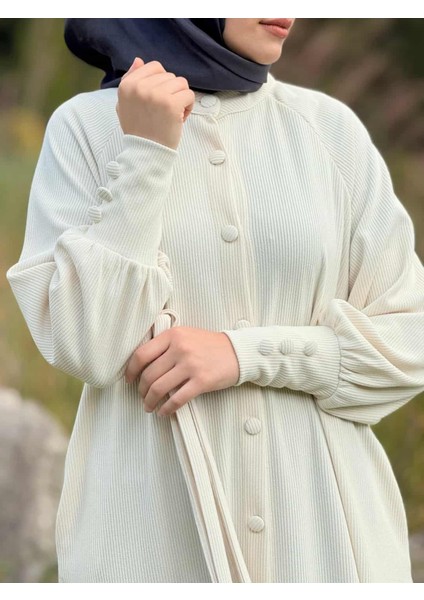 Ankanoor Reglan Kollu Kaplama Düğmeli Örme Ferace ANKA255107