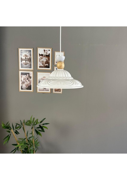 Ralivo Beyaz Metal Avize Tekli Ahşap Şapka Başlık Mutfak Modern Dekoratif Sarkıt Aydınlatma fırsatları