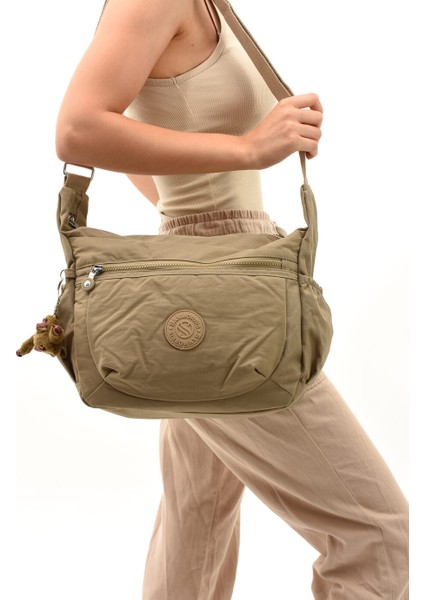 Unisex Su Geçirmez Buruşuk Kumaş Büyük Çapraz Çanta 3045