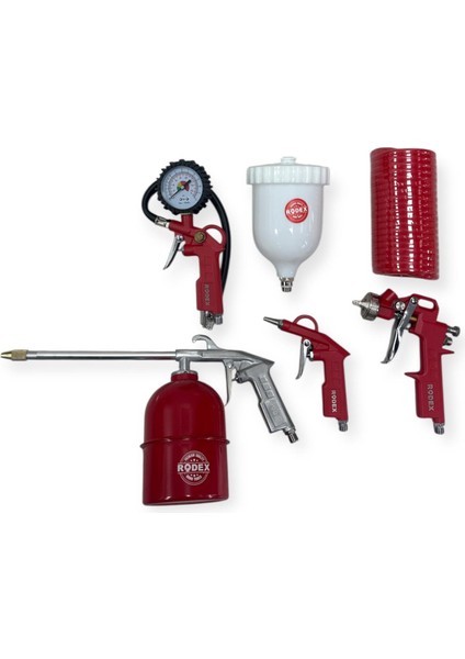 6 Parça Hava Kompresör Tabanca Seti - Profesyonel ve Hobi Kullanımına Uygun