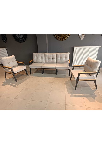 Serdem-(Ester)-3+1+1 Bahçe Balkon Mobilyası Koltuk Krem