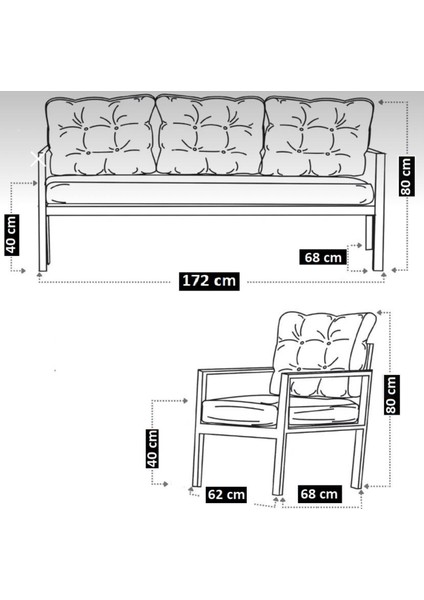 Serdem-(Ester)-3+1+1 Bahçe Balkon Mobilyası Koltuk Krem fırsatları