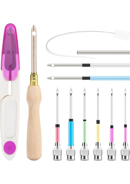 13 Adet Yumruk Iğne Kiti, Yumruk Iğne Aleti Ayarlanabilir Yumruk Iğne Nakış Kitleri Ahşap Tutam Dişi Diş Ipi Için Kalem (Yurt Dışından)