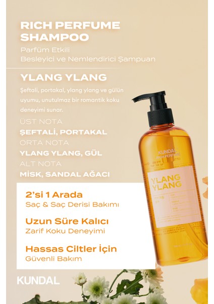 Parfüm Etkili Besleyici ve Nemlendirici Şampuan Kundal Rich Perfume Shampoo 500ML (Ylang Ylang) fiyatları