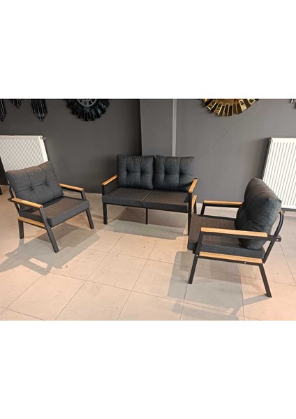 Serdem-(Ester)-2+1+1 Bahçe Balkon Mobilyası Koltuk Antrasit