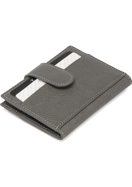 Gri Hakiki Deri Erkek Kredi Kartlık - S1KK00001617-G35
