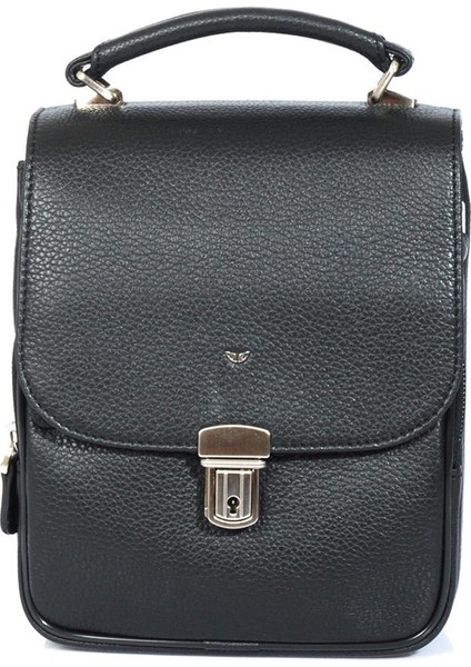 Siyah Hakiki Deri Erkek Çapraz Askılı Çanta - S1AC00002928-A6F