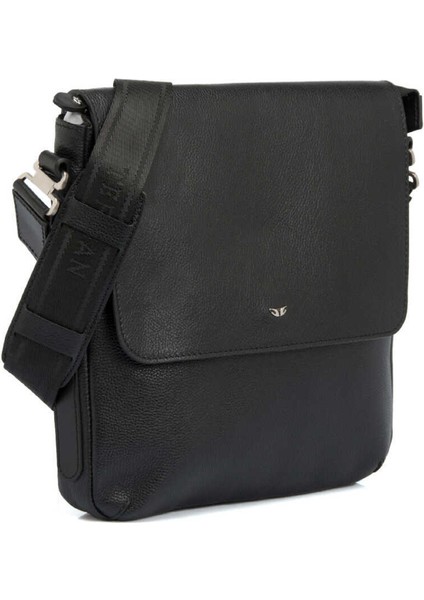 Siyah Hakiki Deri Erkek Çapraz Askılı Çanta - S1AC00021326-C3J