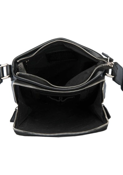 Siyah Hakiki Deri Erkek Çapraz Askılı Çanta - S1AC00021403-A6F