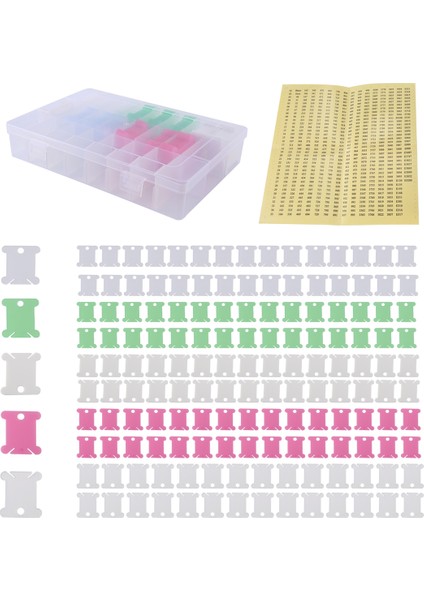 152PCS Cross Dikiş Aksesuarları Nakış Dahil Bobins Çapraz Dikiş Organizatör Kutusu ve Floss Numarası Çıkartma (Yurt Dışından)