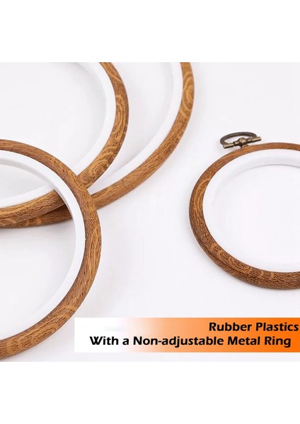 6pcs Nakış Çemberleri 3.93 Inç Yuvarlak Nakış Çerçevesi Metal Halka Taklit Edilmiş Ahşap Nakış Çemberi Nakış Çember (Yurt Dışından) fiyatları