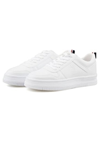 Kadın Beyaz Sneaker P.U Malzemeden Düz Tabanlı Rahat Ayakkabı