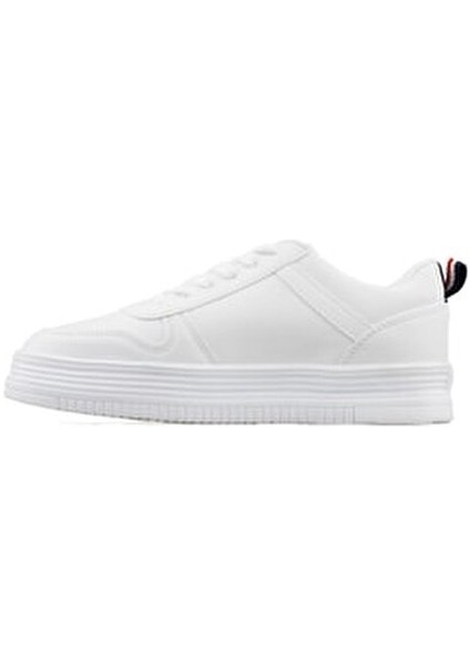 Kadın Beyaz Sneaker P.U Malzemeden Düz Tabanlı Rahat Ayakkabı