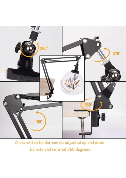 Ayarlanabilir Metal Nakış Standı, 360 ° Döndürülmüş Nakış Kasnağı Tutucusu, El Işi Için 16 Adet Nakış Iğnesi ile (Yurt Dışından) fiyatları