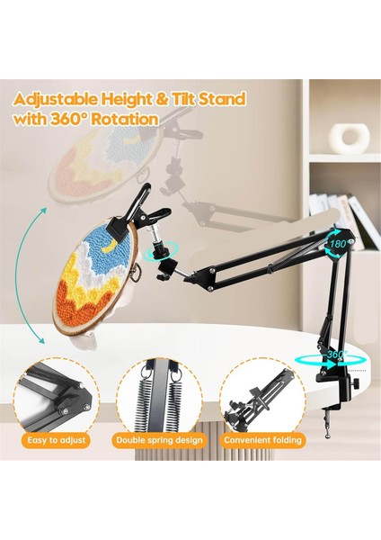 Ayarlanabilir Nakış Çember Stand 3&#39;te 1 Hoop/tablet/telefon Tutucu 360 ° Rotasyon, Iğne Sanat Çerçevesi ile Masaüstü Standı (Yurt Dışından) indirimleri