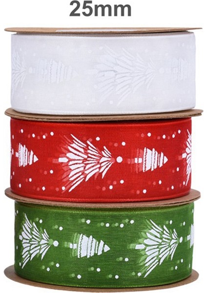 Noel Şeridi Kek Dekoratif Baskı Şeridi Noel Ağacı Iplik Hediye Kutusu Buket Malzemeleri 2.5cm (Yurt Dışından) indirimleri