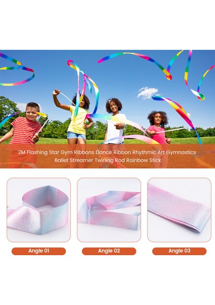 2m Yanıp Star Spor Salyası Kurdelerine Dans Şerit Ritmik Sanat Jimnastik Bale Saleti Twirling Rod Rainbow Stick (Yurt Dışından) indirimleri