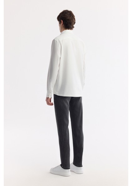 Erkek Beyaz Düğmeli Yaka Hediye Kutulu %100 Pamuk Basic Regular Fit Gömlek B002034