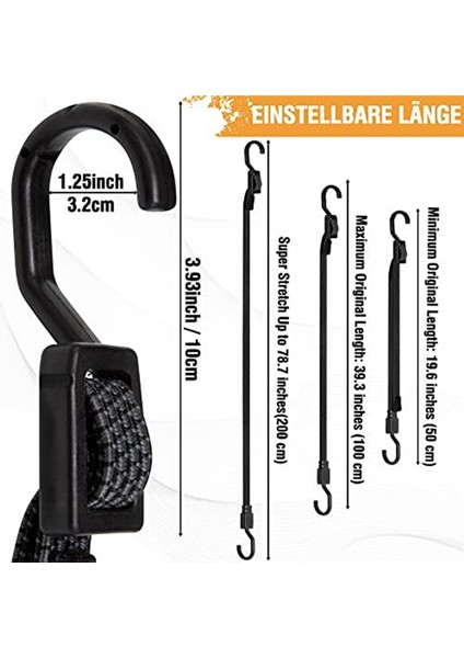 Kancalı Bungee, 4 Adet Kancalı Genişletir, Bisiklet Taşıyıcıları Için 100 cm Ayarlanabilir Elastik Kayış, Motosikletler (Yurt Dışından) fiyatları