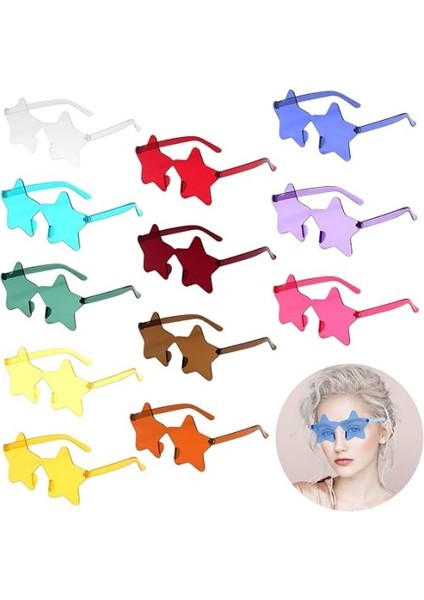 Yıldız Şekilli Çerçevesiz Parti Gözlüğü - 6 Renk 6 Adet Eğlenceli Parti Aksesuarı fiyatları