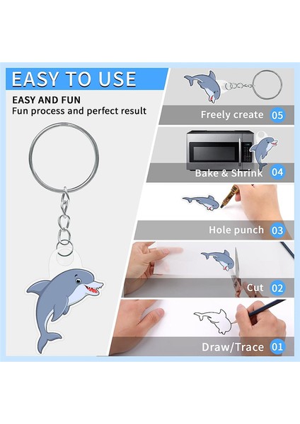 260 Pcs Isı Shrink Plastik Sac Kiti Shrinky Art Film Kağıdı Dıy El Yapımı Zanaat Için Anahtarlık Aksesuarı (Yurt Dışından) fırsatları