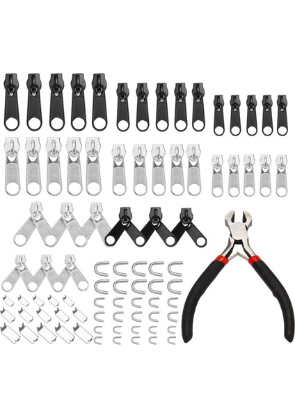 85PCS Fermuar Onarım Kiti Zip Kaydırıcı Kurtarma Evrensel Fermuarlar Yedek Ceket Giysileri Çanta Çadır Düzeltme Pullu Dikiş Iğne Işi Aracı 5, 8, (Yurt Dışından)